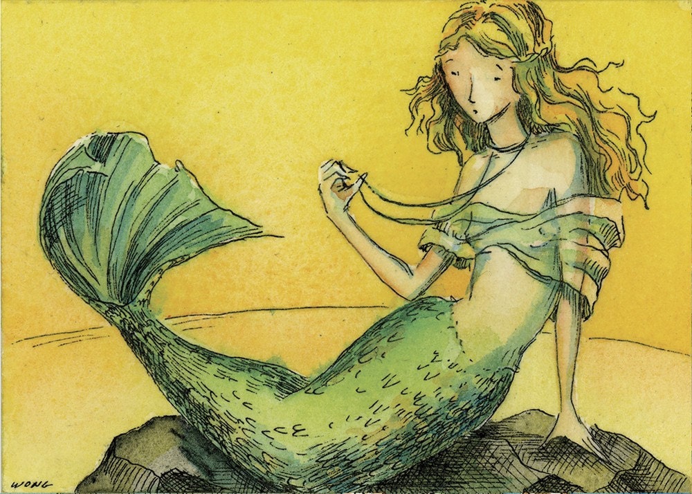 ACEO Print -- Bored Mermaid