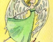 ACEO Print -- Angels playing