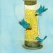 Original 4x6 Painting -- The bird feeder