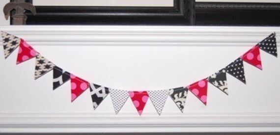 Black White Red Mini Fabric Cake Bunting Banner - Birthday Party Il_570xn