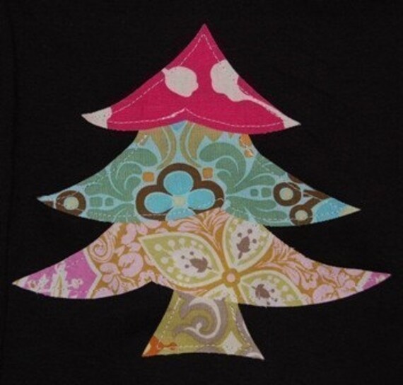 Girls size 12 - 18 months Christmas Tree shirt ... Ready To Ship black long sleeve tee ... Whimsy Christmas Tree shirt Il_570xn