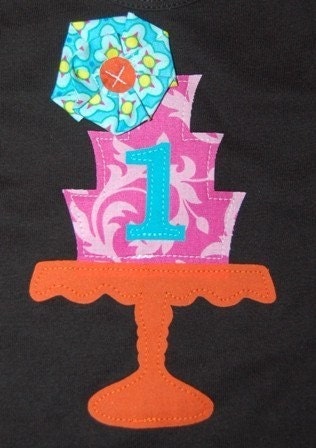 Birthday Shirt for girls ... The Punky Vintage Cake Stand Tee with Fabric Rosette Il_570xn