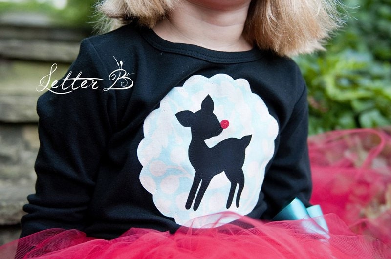 Christmas Shirt, Girls Christmas Shirt ... Pale Aqua Vintage Rudolph Silhouette shirt ... Reindeer Holiday Tee Il_570xn