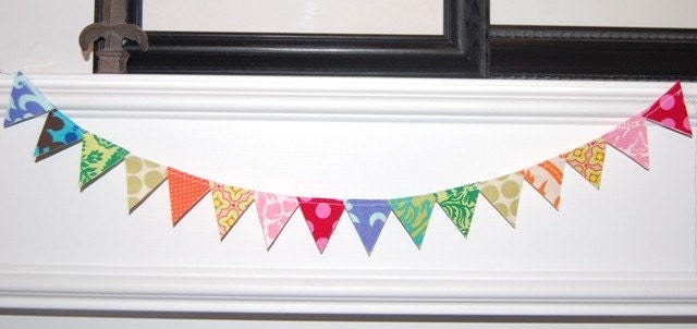Mini Fabric Bunting Banner - Rainbow Birthday Party