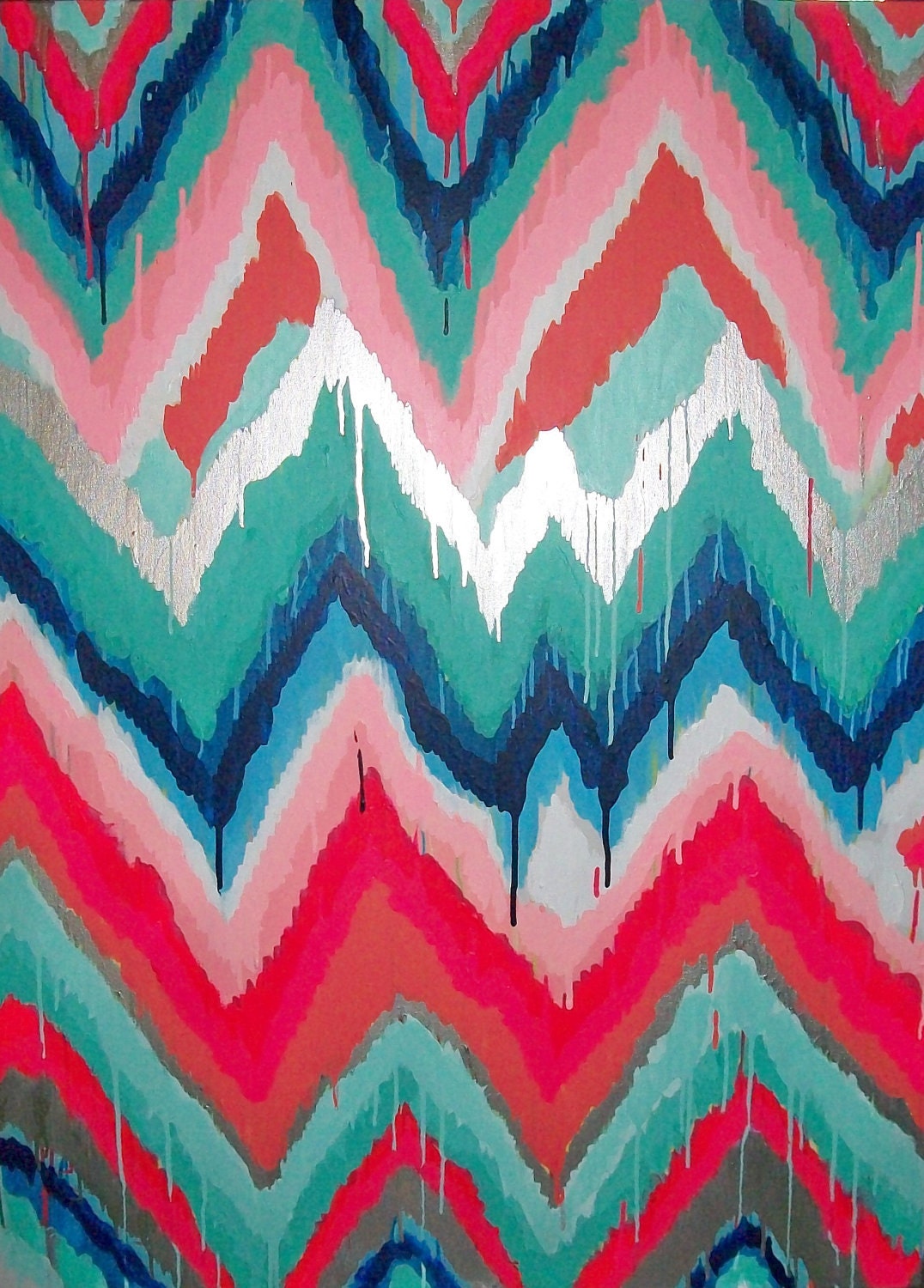 S'Wonderful Original ikat chevron 36x48 Painting by Jennifer Moreman
