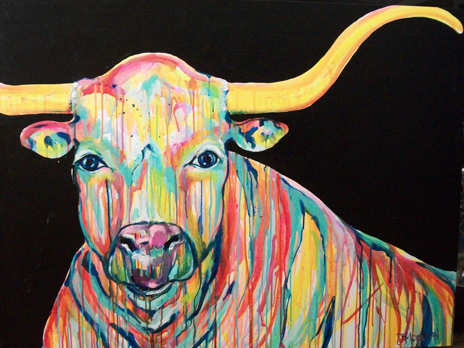 Hatfield the Longhorn Original 36x48 Painting by Jennifer Moreman