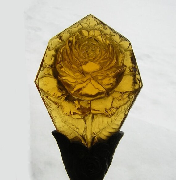 Antique Czech Art Deco Glass Rose Lamp Finial by Neatcurios
