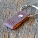 Monogrammed Black Cherry and Orange Leather Keychain (Style 3)