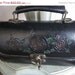 SALE Vintage Barrel Leather Handbag Purse Tooled Roses Black Red
