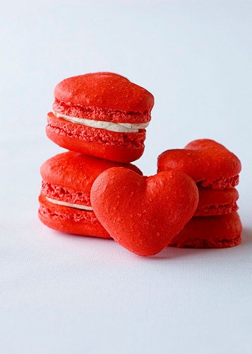 Red Velvet Heart Macarons