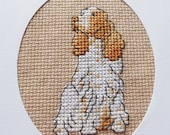 Springer Spaniel Dog Cross Stitched Greeting Note Card