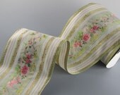 Woven  Floral Striped Ribbon 2 Yard Length