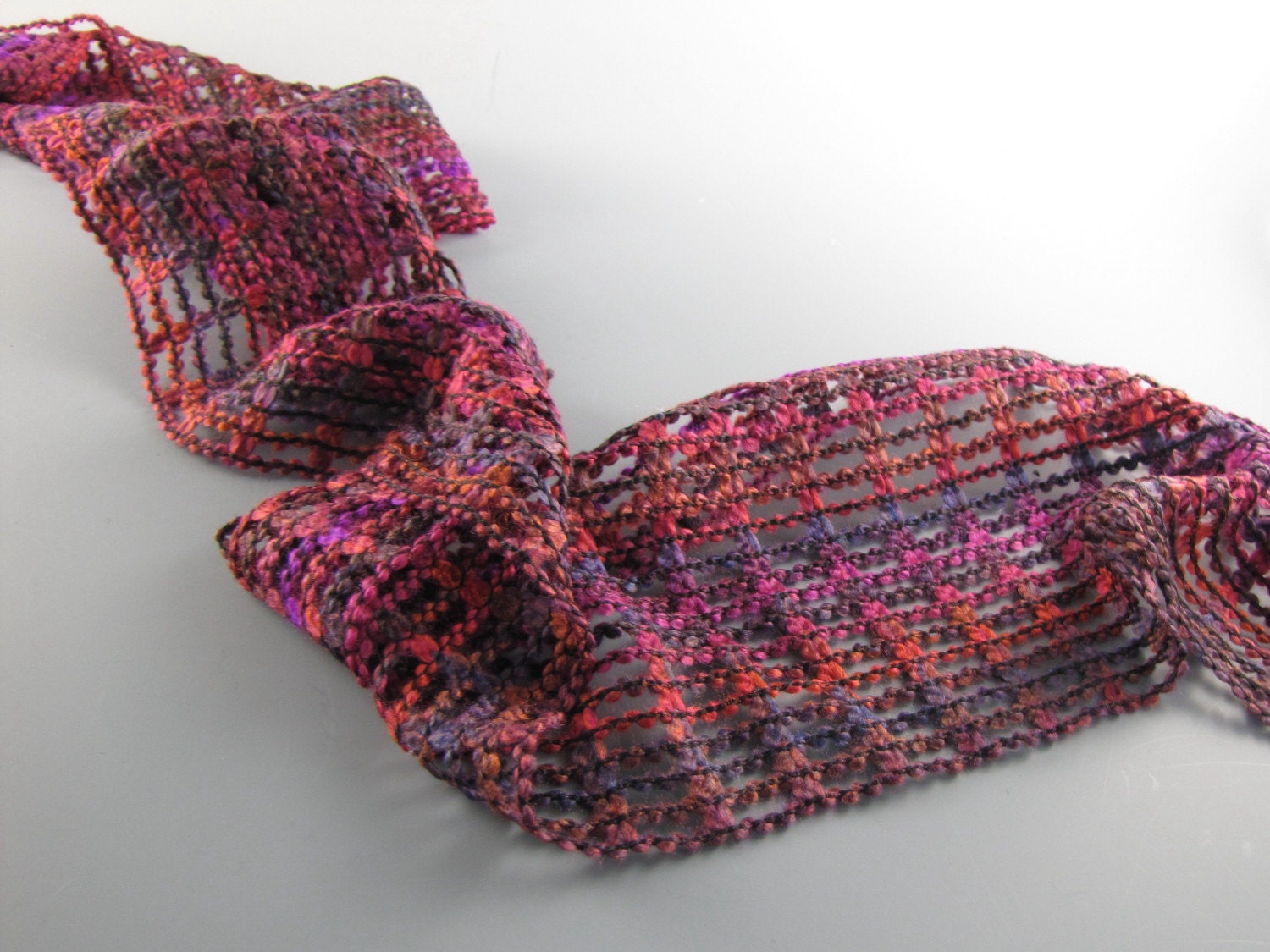 Trendsetter Yarns Fabric Scarf Grid Burgundy Multi