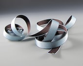 Double Faced Grosgrain Ribbon Chocolate and French Blue 3 yard length