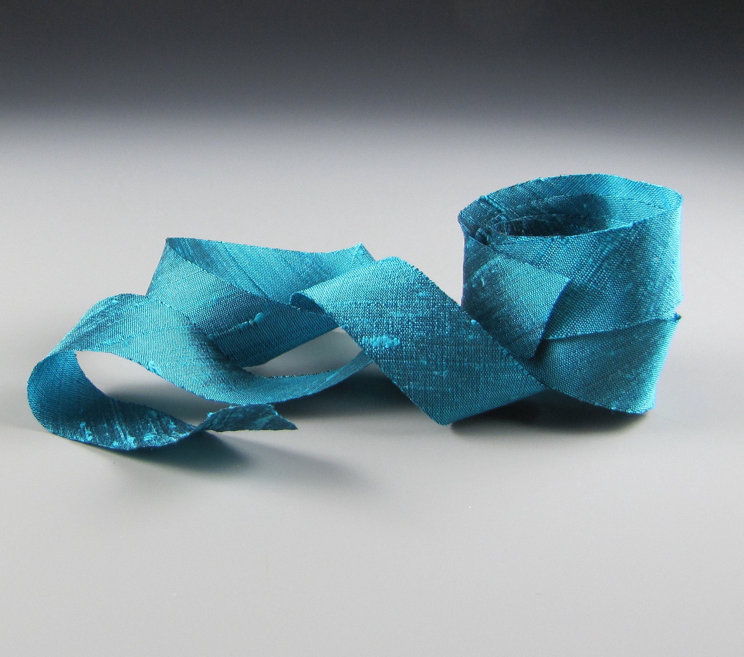 Midori Silk Dupioni Ribbon Wild Peacock Blue 3 Yard Length