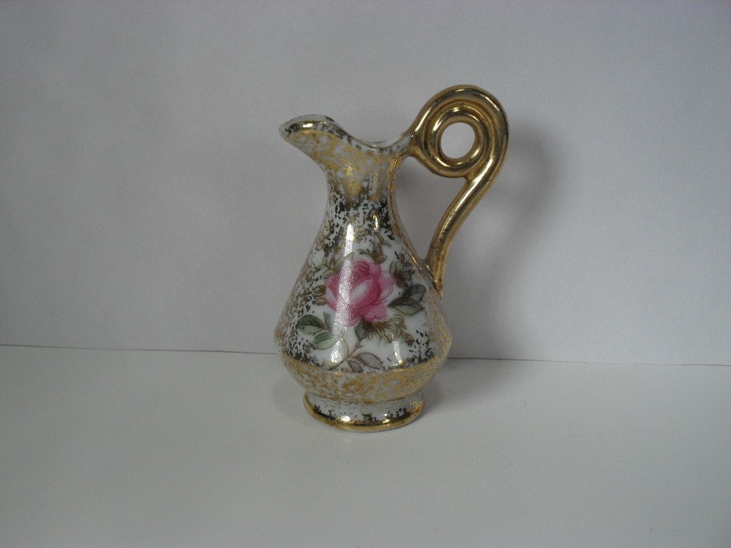 Miniature Porcelain Pitcher for Dollhouse or Collection. Free Domestic Shipping