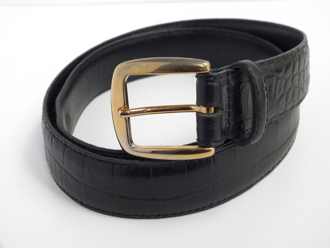 Men's Vintage French Black Leather Belt