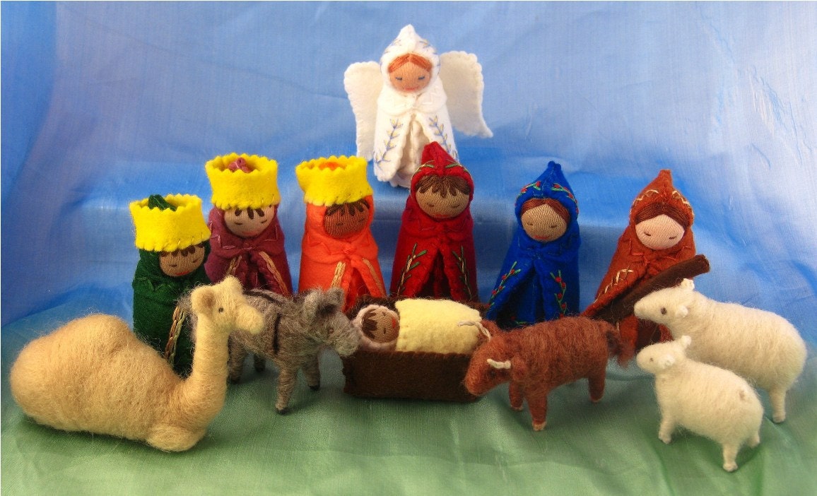 Wool Felt Full Nativity Set 2 - Collaboration between Alkelda and Bossys Feltworks
