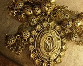 Vintage Georgian Antique CANNETILLE  MOURNING Hair Portrait locket necklace