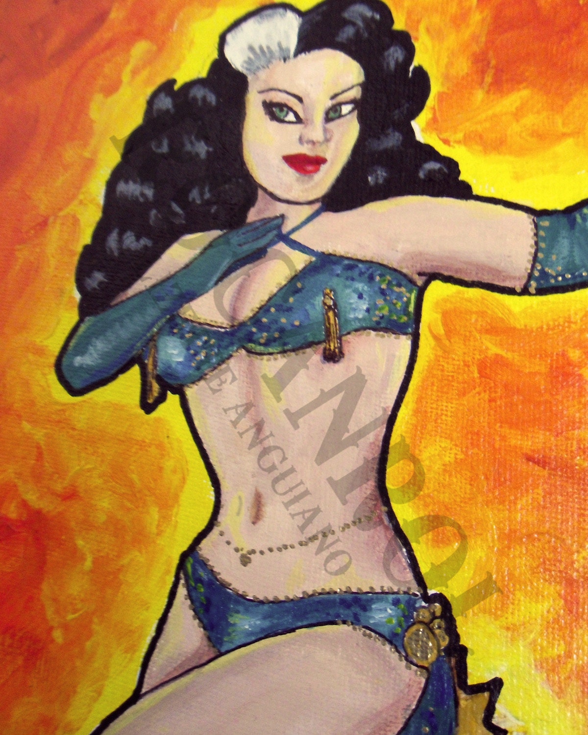 La Tongolele Original Painting Golden Age of Mexican Cinema
