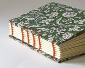 Tuscan Print Woodcut Floral on Green Small Journal