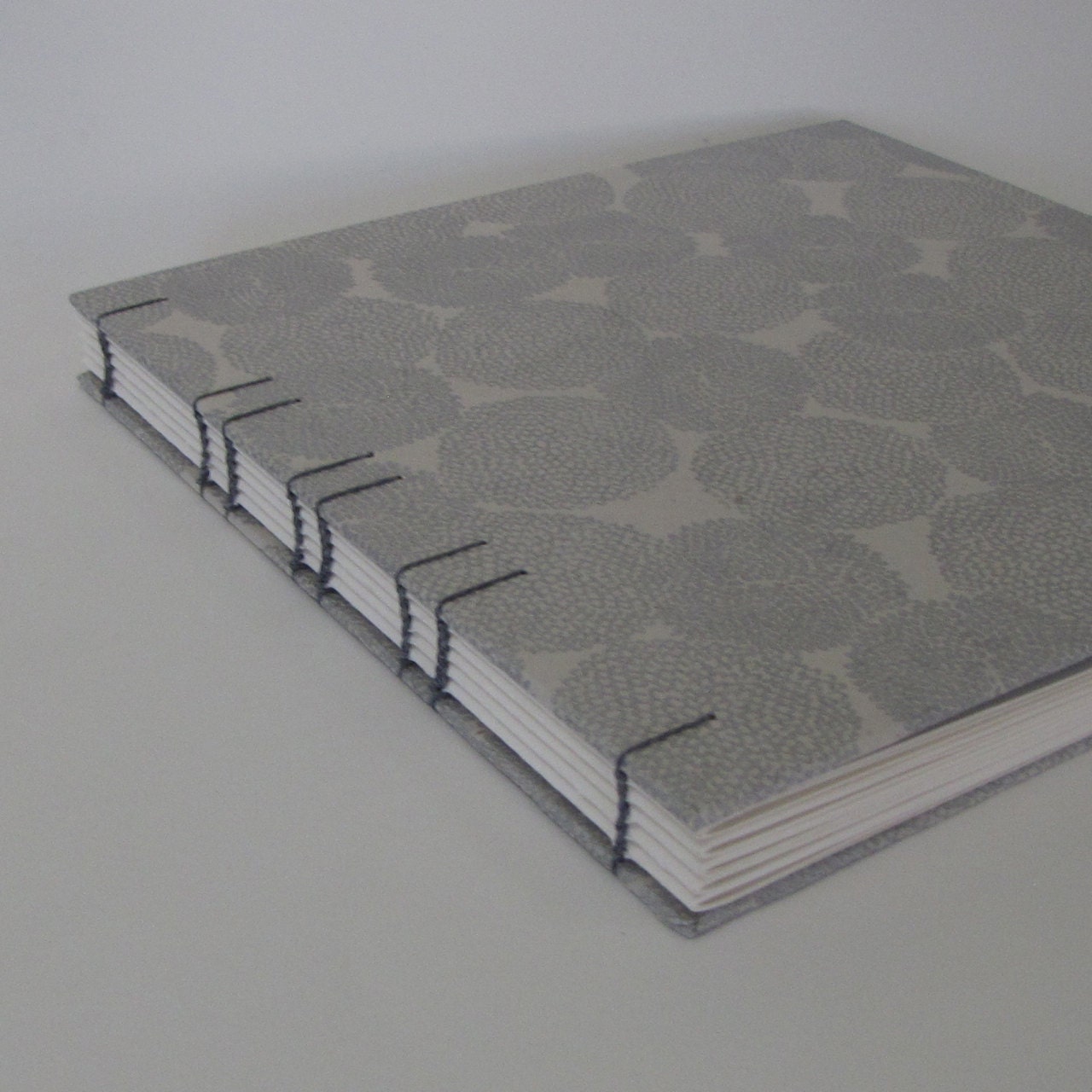 Wedding Guest Book, 10 x 10, Silver Mums on Natural, Made To Order