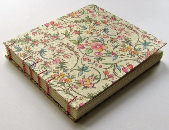 Wedding Guest Book, Large- Italian Wedding Flowers in Pink