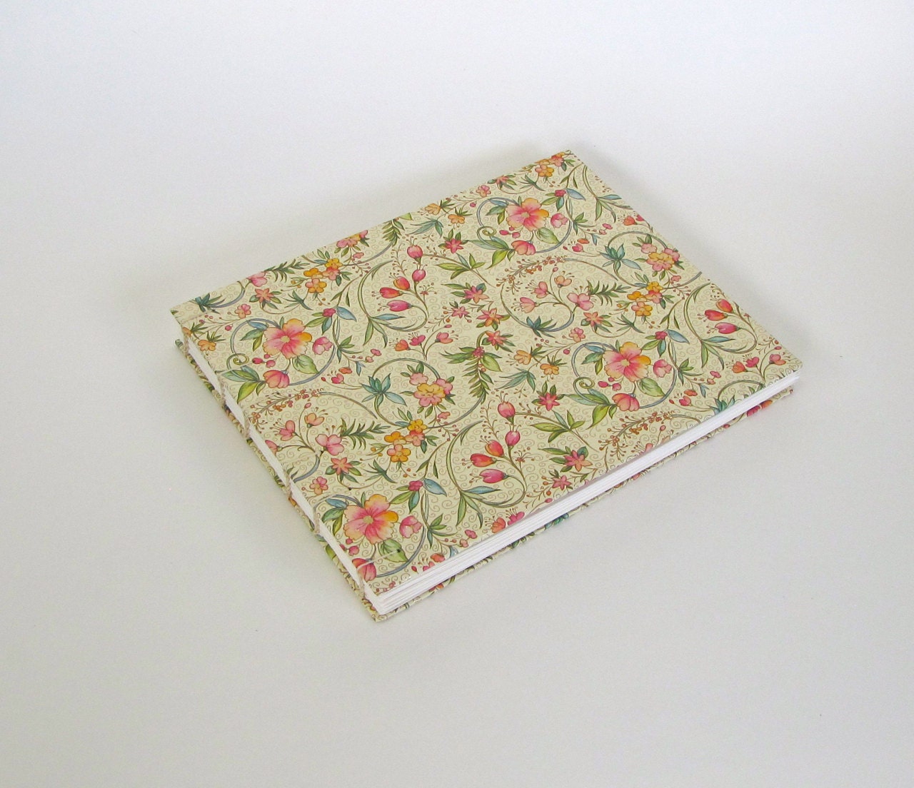 Wedding Guest Book, Large- Italian Wedding Flowers in Pink