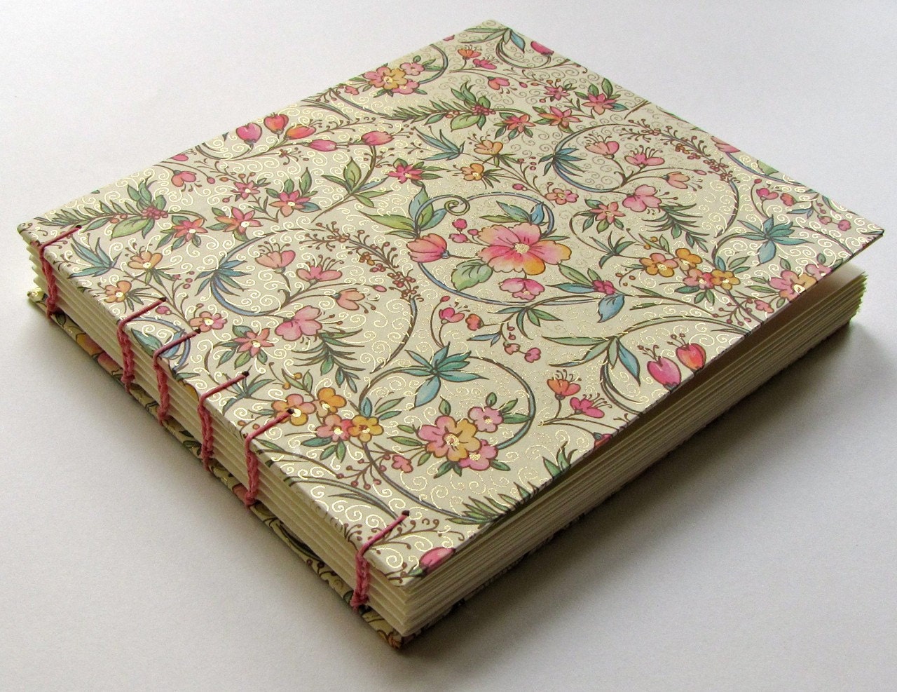 Wedding Guest Book, Large- Italian Wedding Flowers in Pink