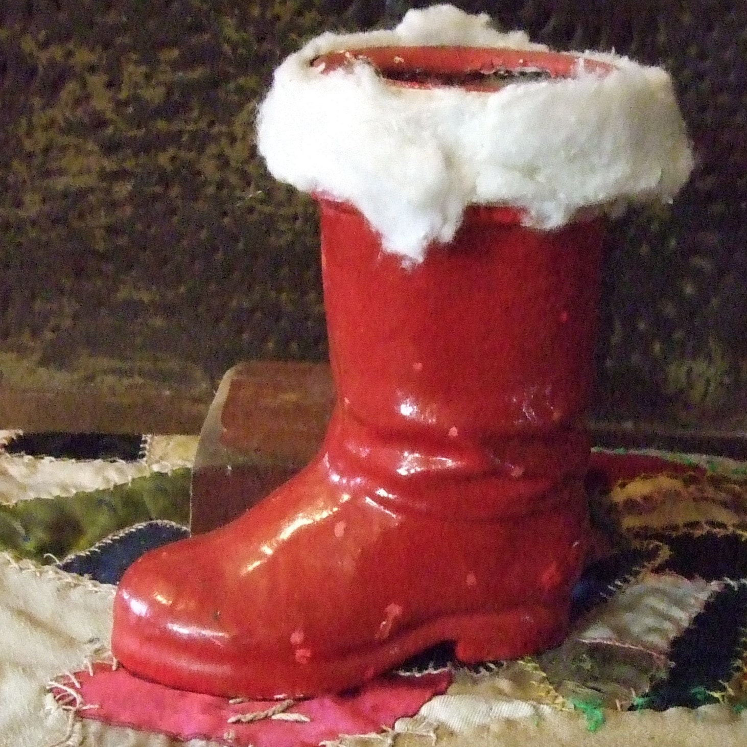 Vintage Paper Mache Santa Boot Candy Container By Eggcratevintage 9508