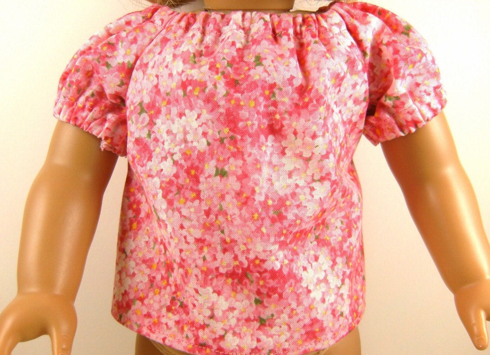 Doll Peasant Top Fits American Girl and Bitty Baby Sized Dolls Super Sweet Pink Peasant Blouse Girls Toy