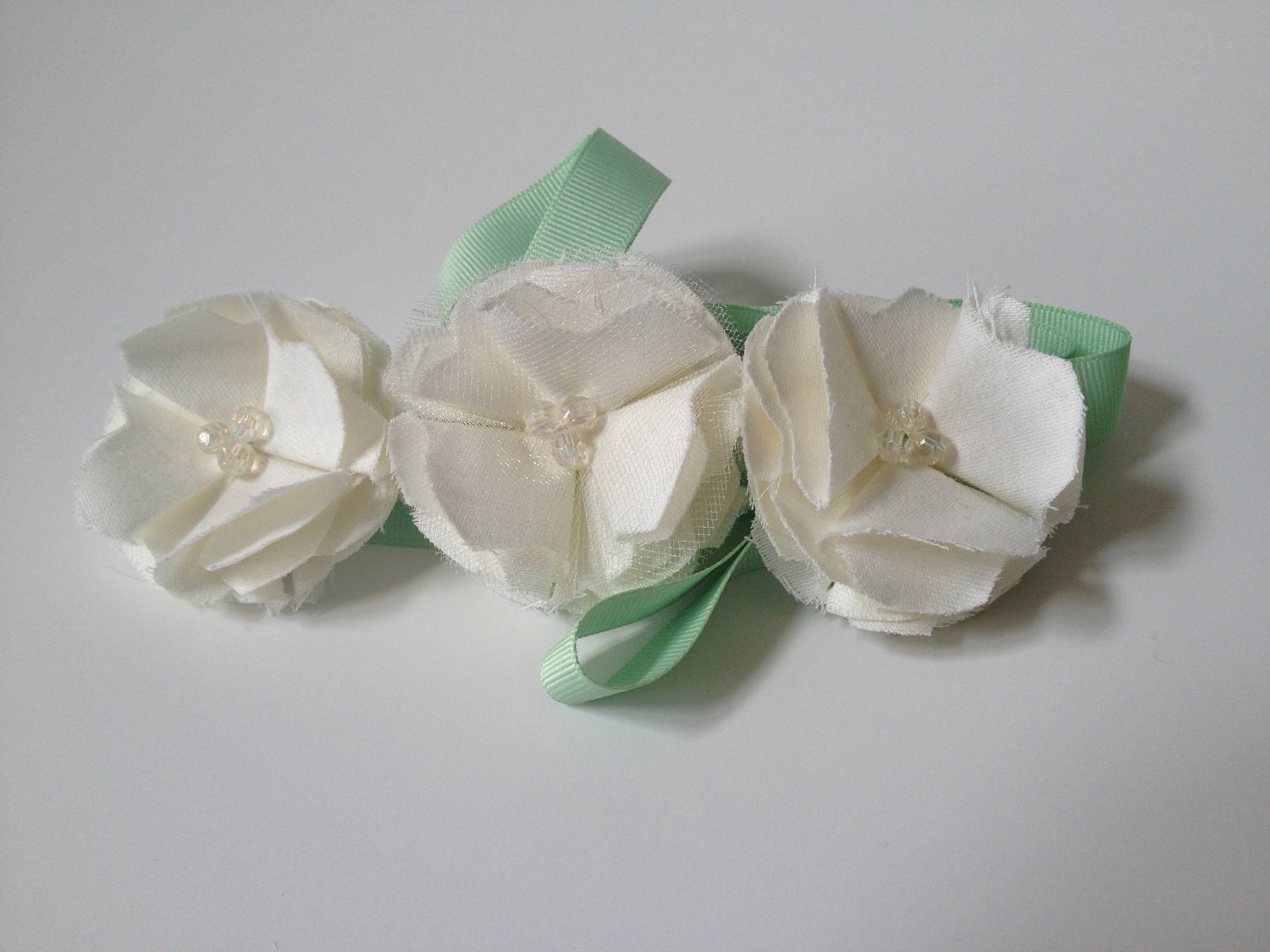 Pistachio Macaron - fabric flower sash or belt