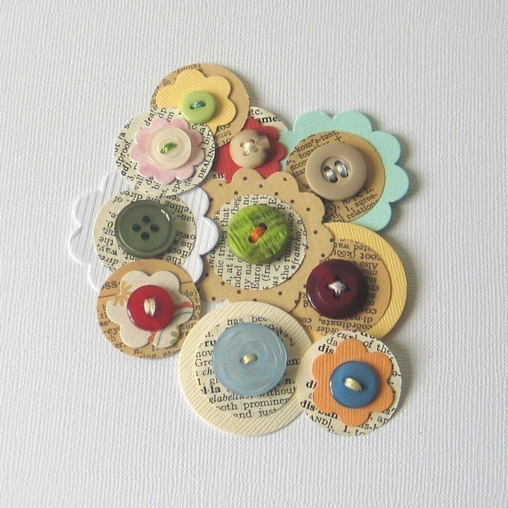 SALE................A Touch of Vintage - Paper and Button Embellishments x 10