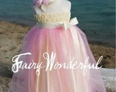 You choose colors...Rosette SEWN Tutu dress with Tulle Overlay... great for weddings, flower girl , or photo prop