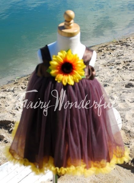 Sewn and LINED ......SUNFLOWER..........chiffon Petti TUTU Dress...........gorgeous frills for lots of twirls