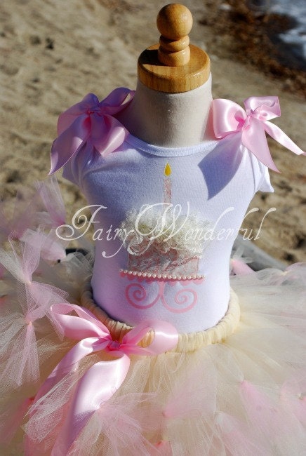 Tea Time 3D Fluff Cake Short Sleeve Shirt or Onesie made to match our Tea Time Petti Tutu