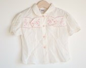 Vintage 1950's Toddler Girl Blouse - Girl with Umbrella (2/3T)