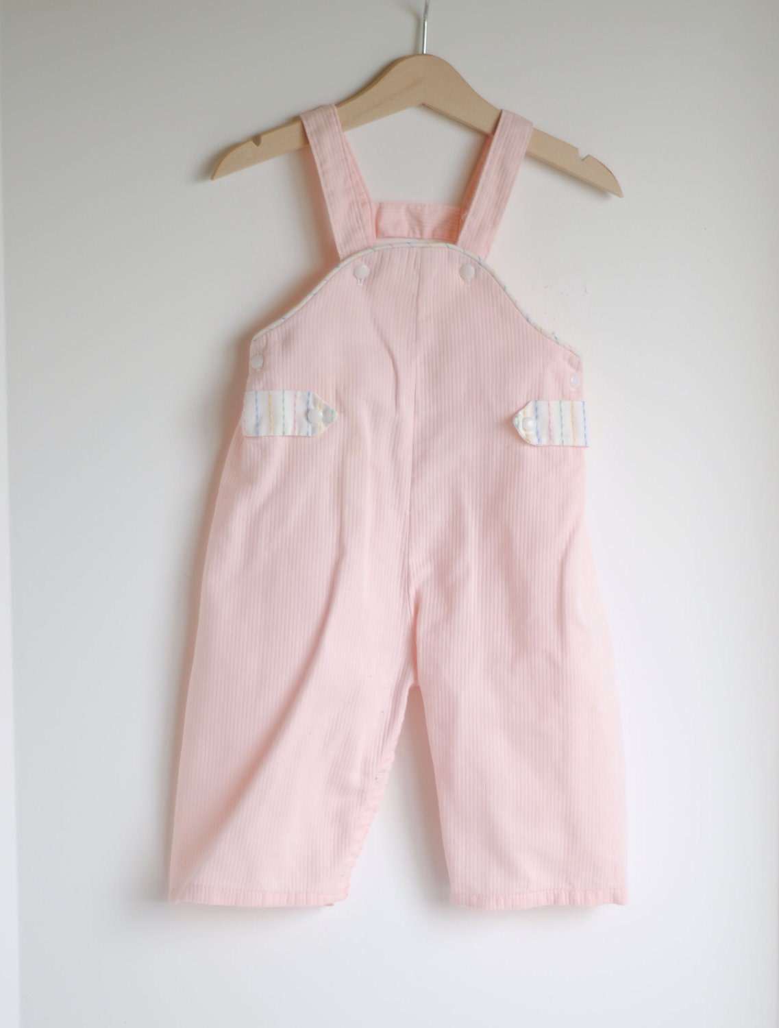 Vintage 1950's Baby Girl Overalls -  PINK Striped Tab (12m)