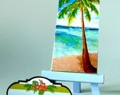 A Day on the Beach   Mini slice of the beach print 2"X4" includes color choice of easel.