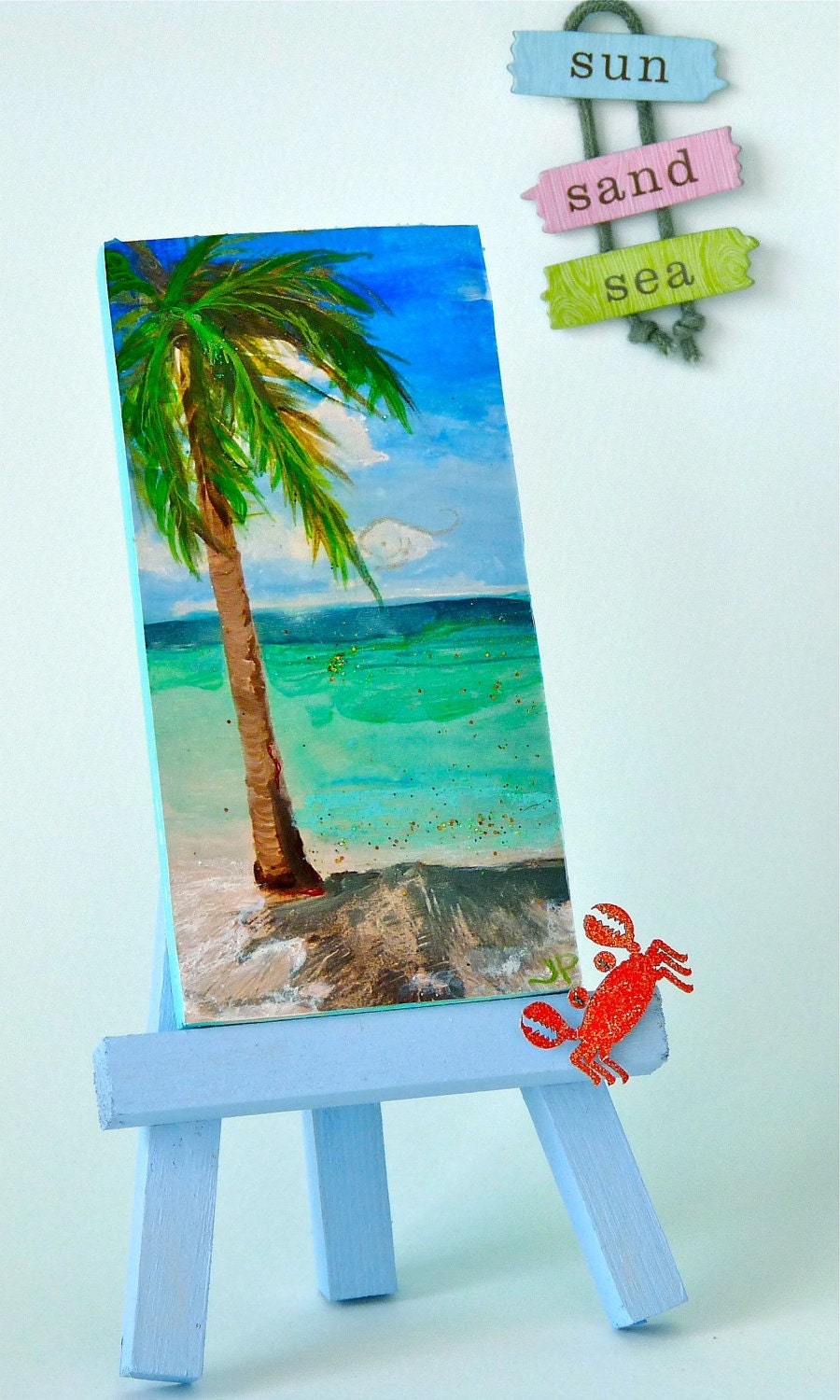 Caribbean Mini Slice of the Beach   2"X4" print on linen paper on Etsy