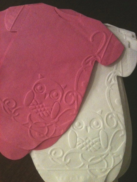 Pack of 30 Baby shower onesie napkins or banner decoration embossed with owls White or Any Color Il_170x135