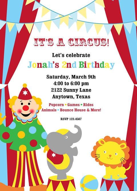Circus Birthday Party Invitations Il_570xn