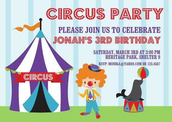 Circus Birthday Party Invitations Il_570xn