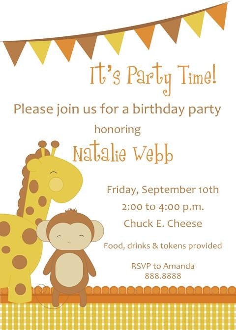 Monkey and Giraffe Invitations Il_570xn