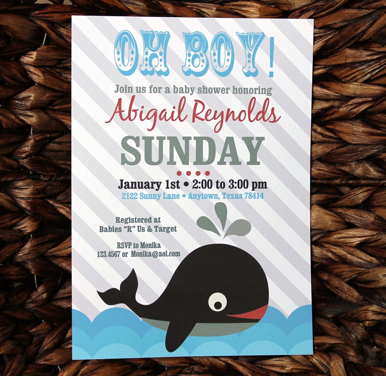 It's a Boy Whale Baby Shower Invitations by PMCInvitations on Etsy