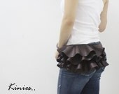 Kinies Ruffled Waist Purse - Leatherette in DARK BROWN