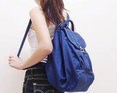 MAY Sale - Royal Blue Canvas Women Backpack, Rucksack, Satchels, Messenger, Shoulder Bag, Tote, Hobo, School Bag, Handbag -ESSENTIAL