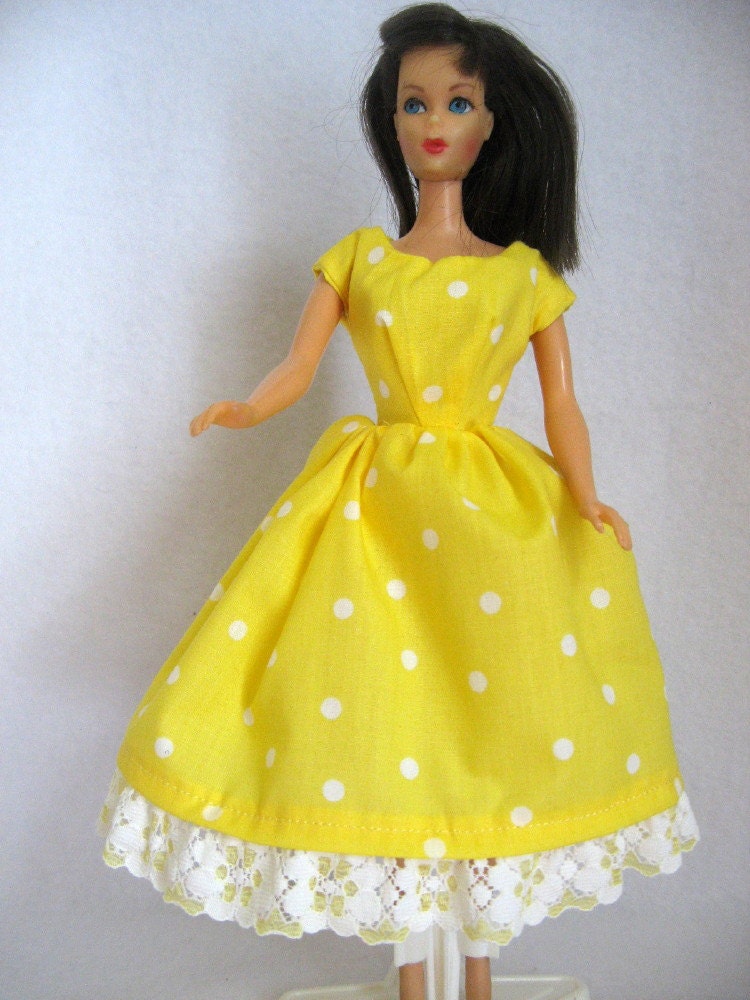 Yellow Polka Dot Barbie Doll Dress by GrandmaLindasHouse on Etsy