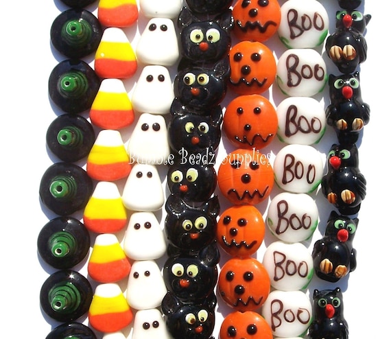 Items Similar To HALLOWEEN THEME Lampwork Glass Beads - WITCHES HAT ...