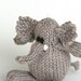 Itty Bitty Portobello Elephant - Hand Knit Organic Cotton Toy Elephant, 5" Tall
